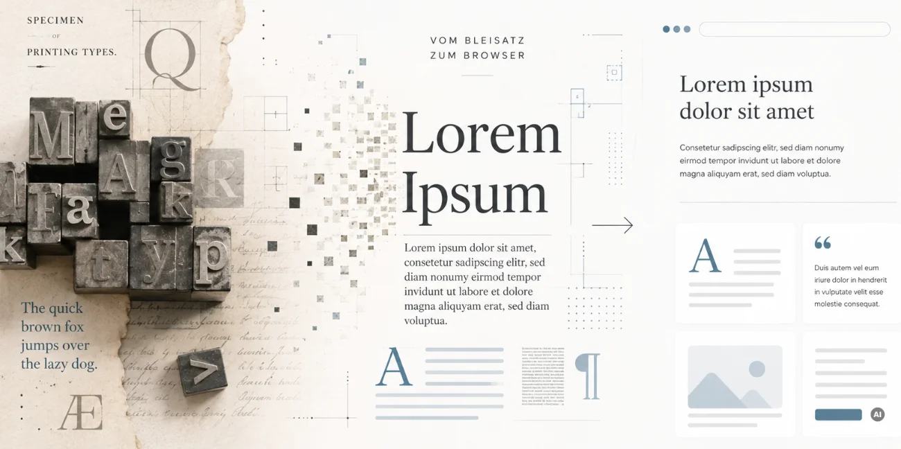 Vom Bleisatz zum Browser: Lorem Ipsum von historischen Drucklettern bis zum modernen Web-Layout
